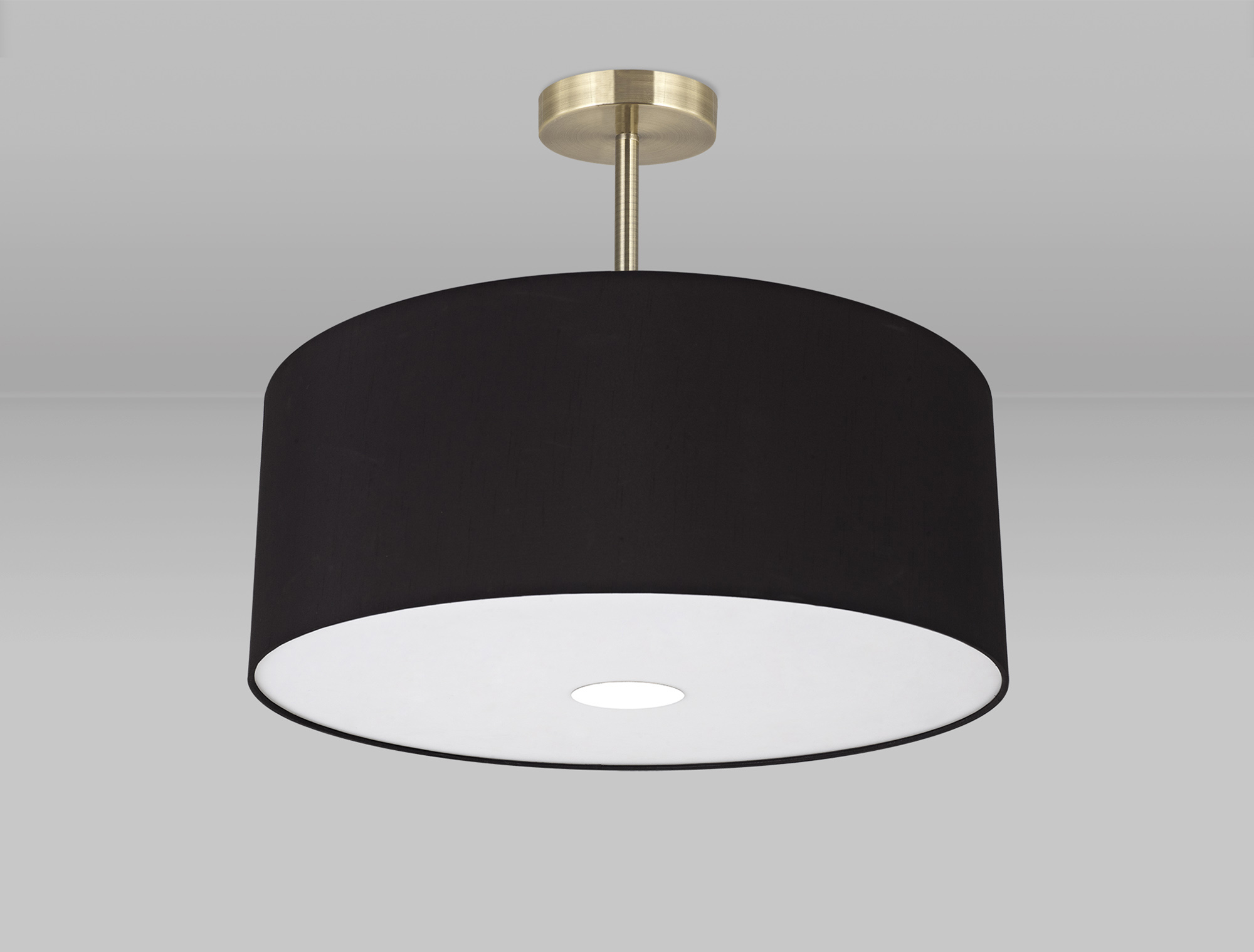 Baymont 50cm Semi Flush 3 Light Antique Brass, Midnight Black/Green Olive, Frosted Diffuser DK0385  Deco Baymont AB BL/GR